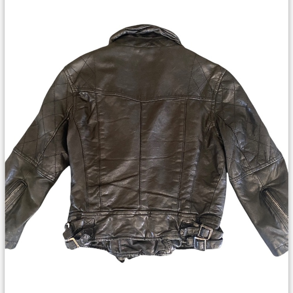 All Saints Worley Cropped 3/4 Sleeve Moto Leather Jacket - Picture 8 of 16